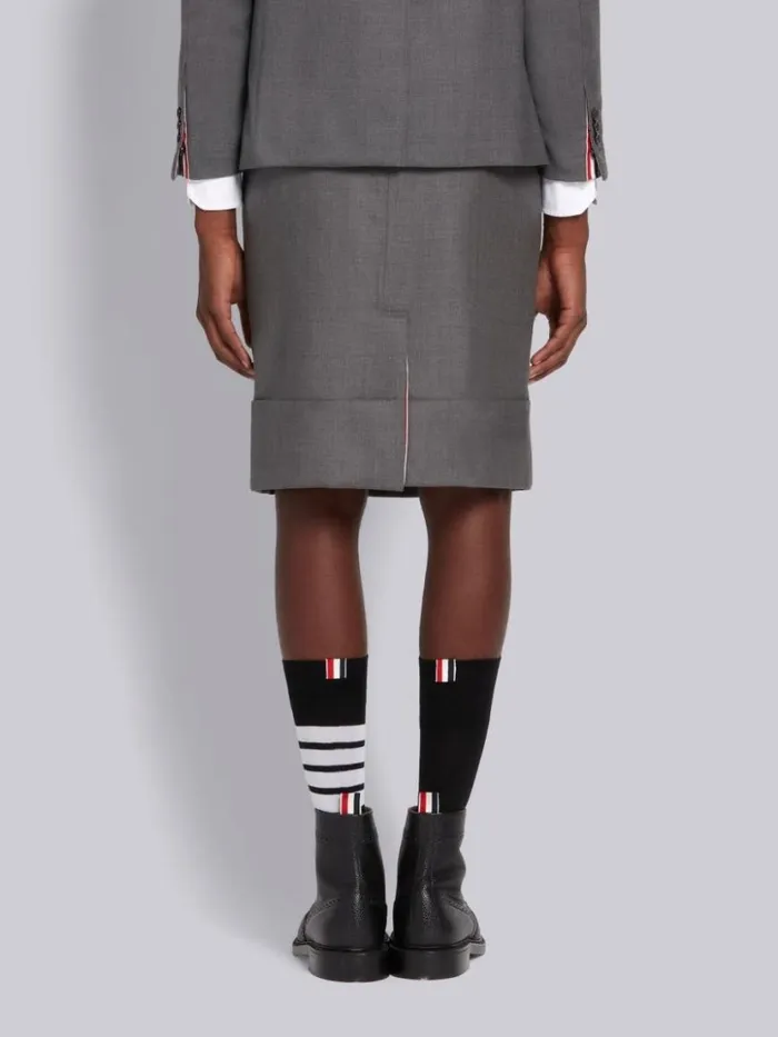 Thom Browne Classic Rise Knee Length Beltloop Skirt In Super 120s Twill Medium Grey Men Trousers Thom Browne Classic Rise Knee Length Beltloop Skirt In Super 120s Twill Medium Grey Men Trousers