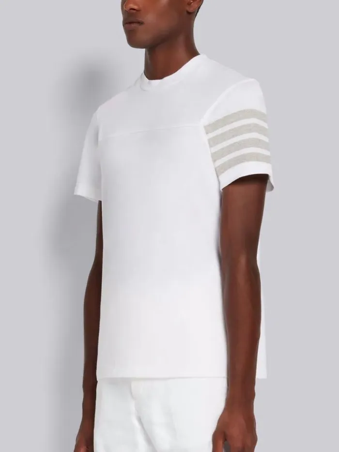 Thom Browne Cotton Jersey 4bar Short Sleeve Yoke Seam Tee White Men Tshirts and Polos