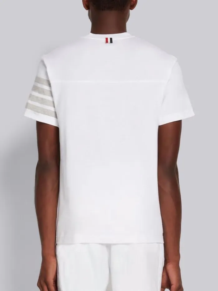 Thom Browne Cotton Jersey 4bar Short Sleeve Yoke Seam Tee White Men Tshirts and Polos