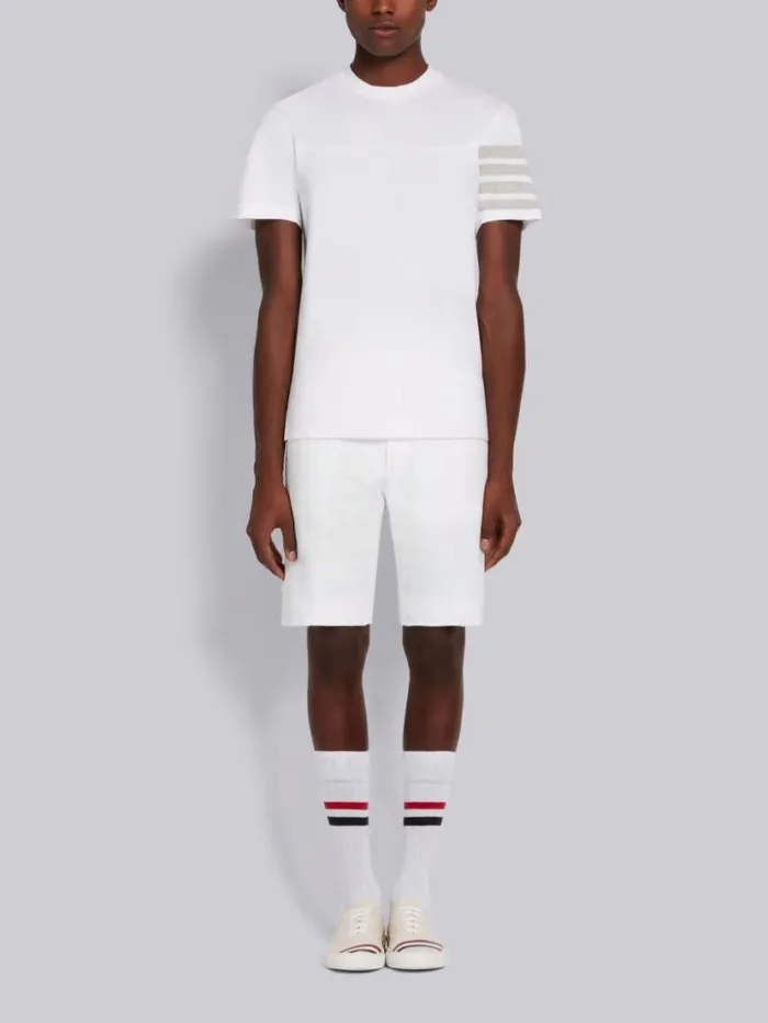Thom Browne Cotton Jersey 4bar Short Sleeve Yoke Seam Tee White Men Tshirts and Polos