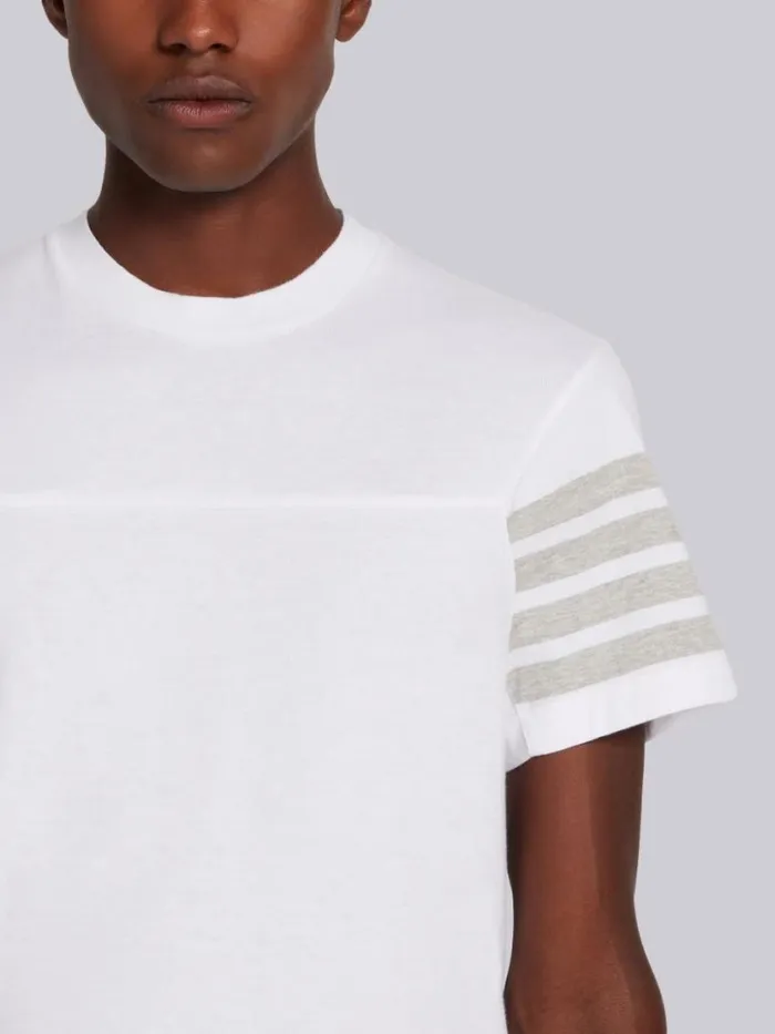 Thom Browne Cotton Jersey 4bar Short Sleeve Yoke Seam Tee White Men Tshirts and Polos