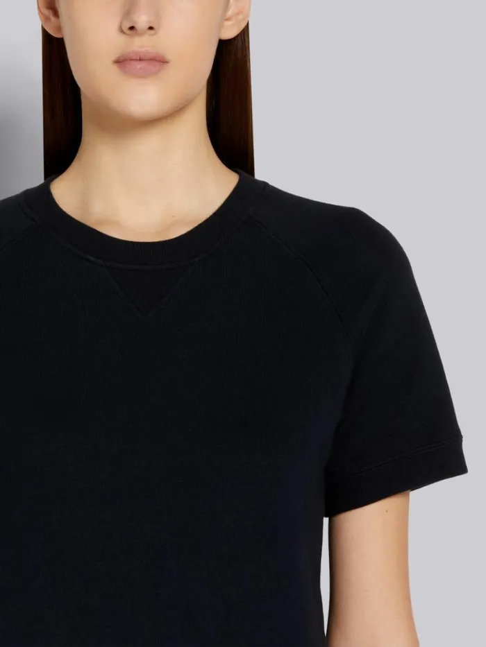 Thom Browne Cotton Loopback Shortsleeved Sweatshirt Top Navy Women Sweats