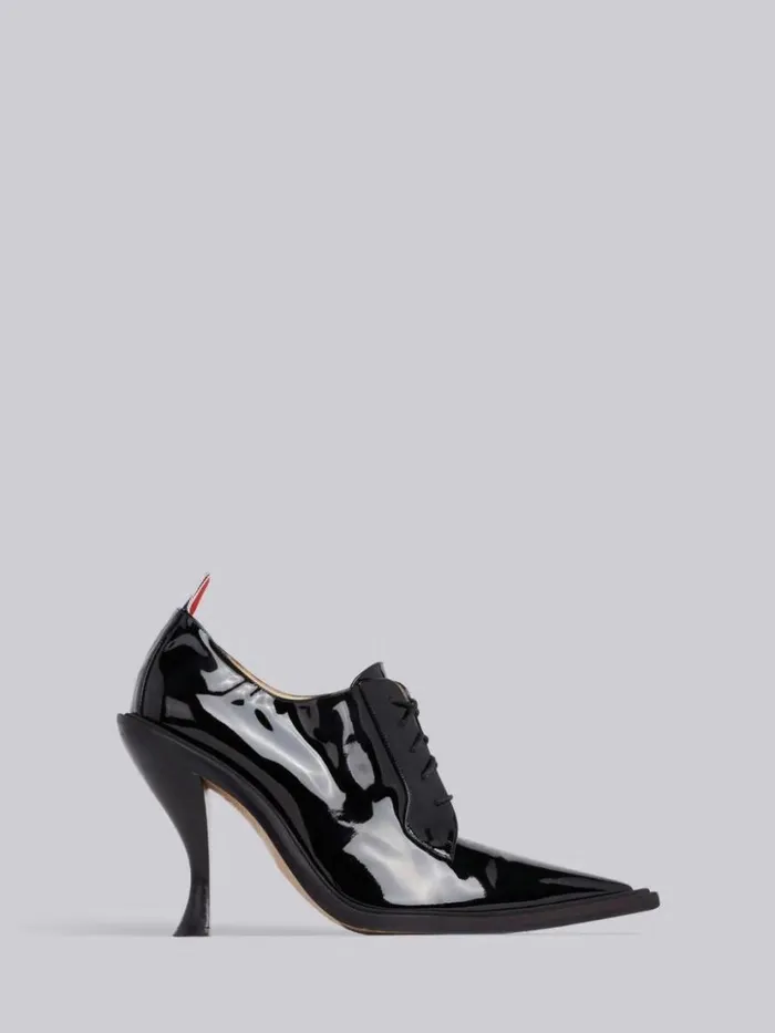 Thom Browne Curved Heel Long Point Blucher Black Women Heels