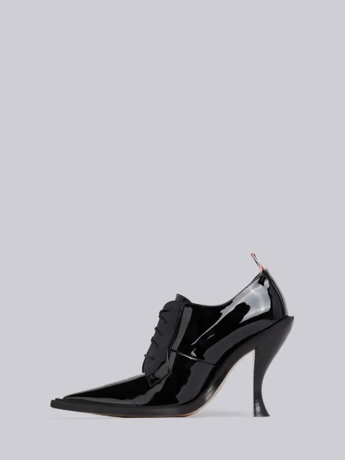 Thom Browne Curved Heel Long Point Blucher Black Women Heels Thom Browne Curved Heel Long Point Blucher Black Women Heels