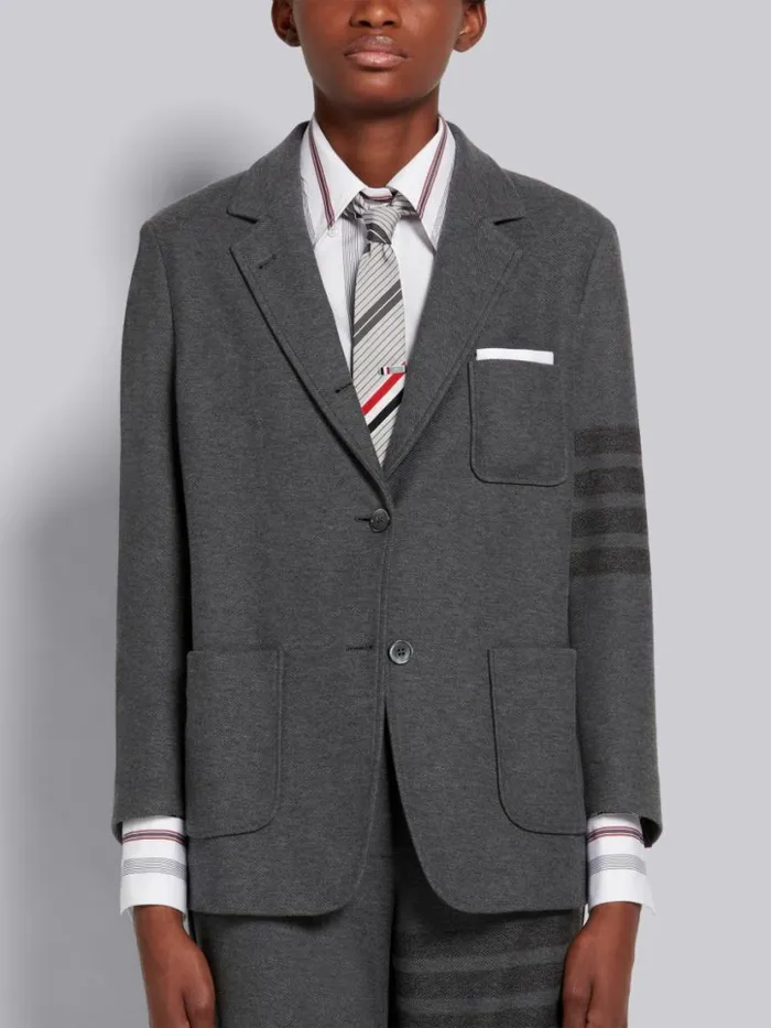 Thom Browne Double Face Tech Twill Tonal 4bar Sack Jacket Medium Grey Women Jackets
