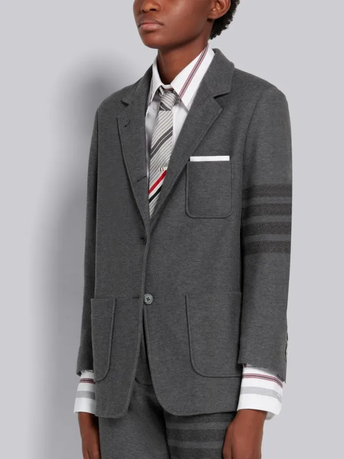 Thom Browne Double Face Tech Twill Tonal 4bar Sack Jacket Medium Grey Women Jackets