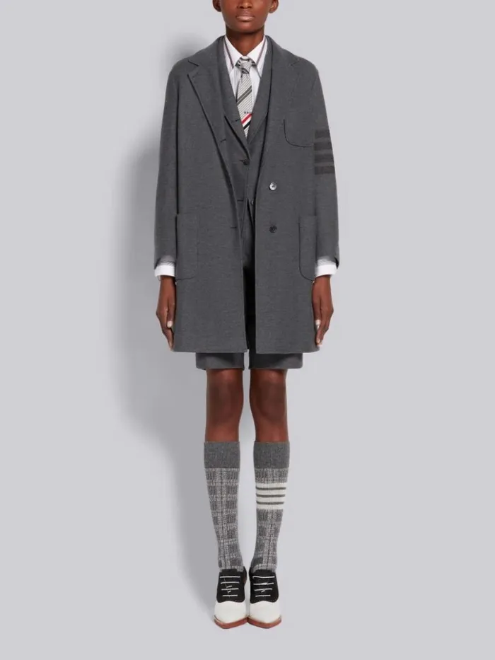 Thom Browne Double Face Tech Twill Tonal 4bar Sack Jacket Medium Grey Women Jackets