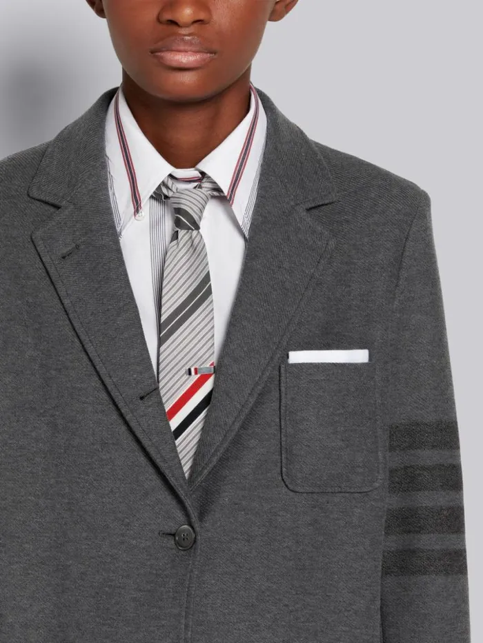 Thom Browne Double Face Tech Twill Tonal 4bar Sack Jacket Medium Grey Women Jackets