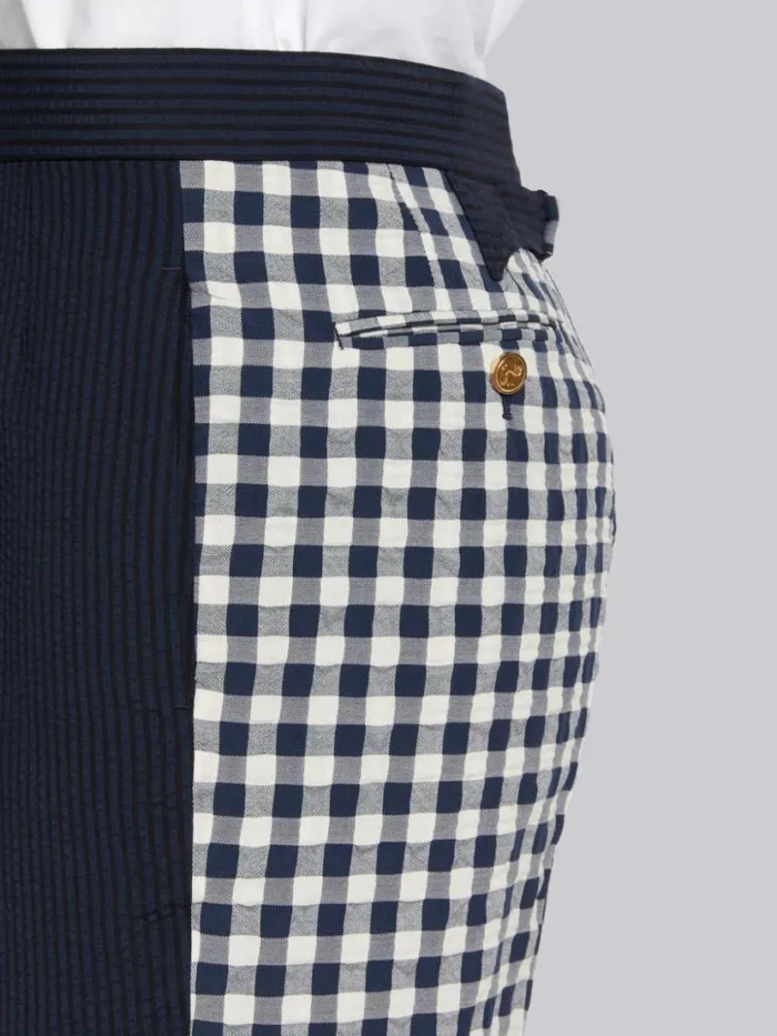 Thom Browne Funmix Wool Seersucker Classic Backstrap Short Navy Men Trousers
