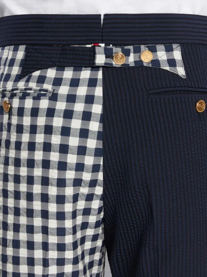 Thom Browne Funmix Wool Seersucker Classic Backstrap Short Navy Men Trousers