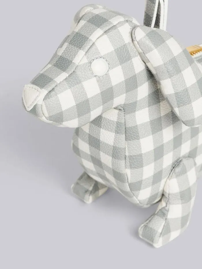 Thom Browne Gingham Print Caviar Leather Hector Baguette Shoulder Bag Medium Grey Women Crossbody Bags