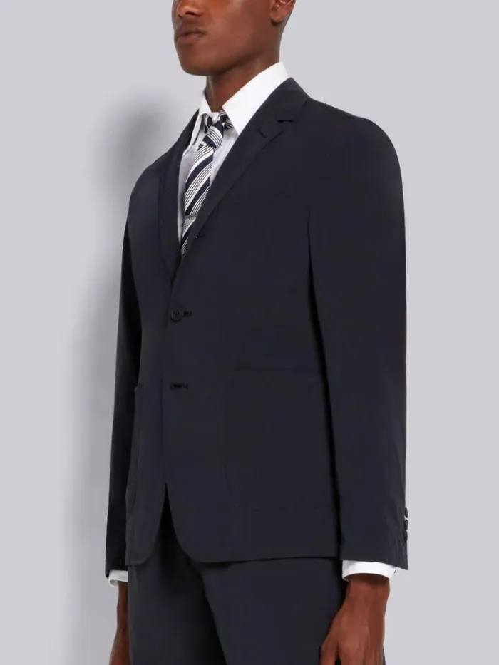 Thom Browne High Density Nylon Tech Unconstructed Sack Jacket Navy Men Jackets and Suiting