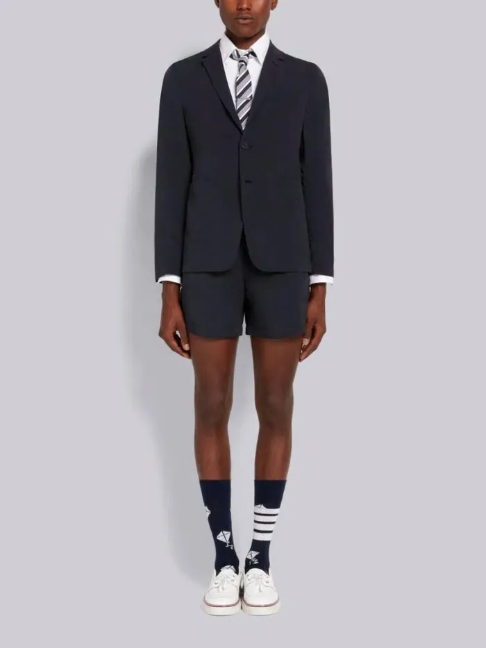 Thom Browne High Density Nylon Tech Unconstructed Sack Jacket Navy Men Jackets and Suiting