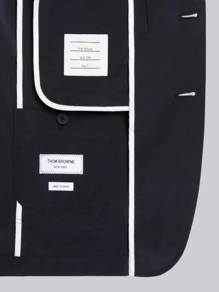 Thom Browne High Density Nylon Tech Unconstructed Sack Jacket Navy Men Jackets and Suiting