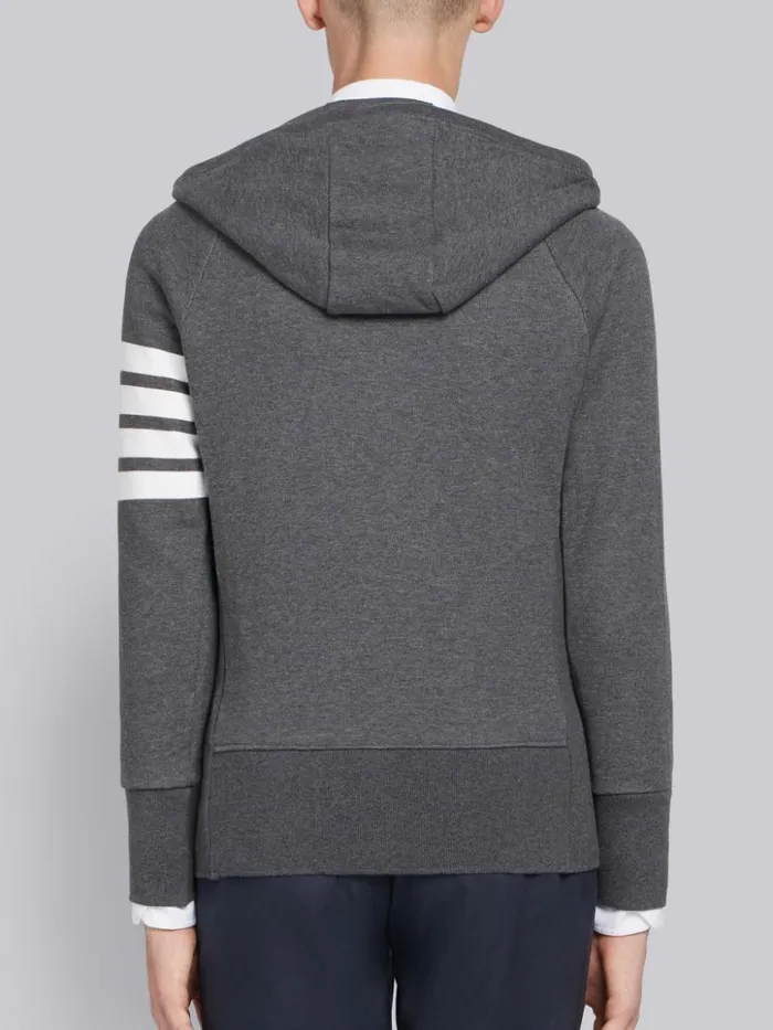 Thom Browne Loopback Jersey Knit 4bar Zipup Hoodie Dark Grey Men Sweats