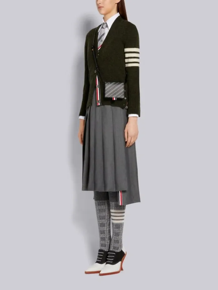 Thom Browne Monogram Coated Canvas Shoulder Strap Card Holder Medium Grey WomenMen Purses and Wallets