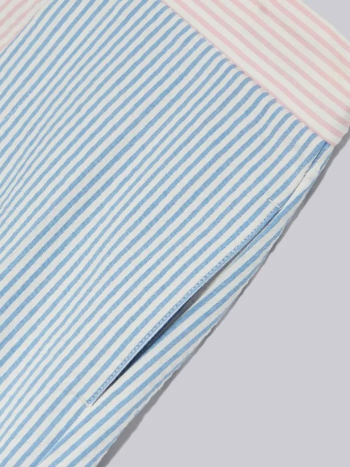 Thom Browne Multicolor Cotton Seersucker Funmix Classic Trouser Seasonal Multi BoysGirls Trousers And Shorts