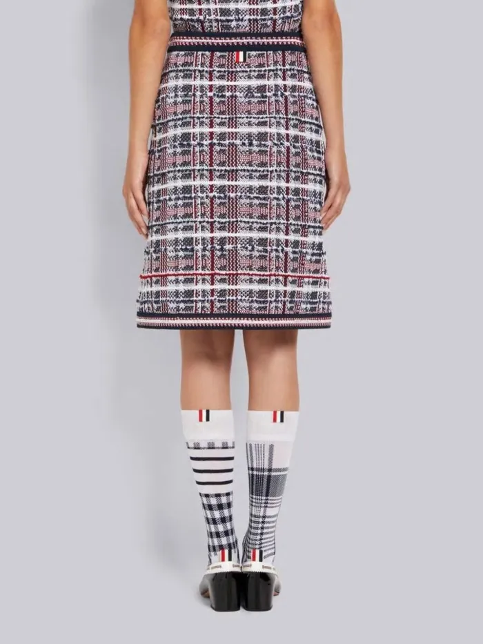 Thom Browne Multicolor Hairline Madras Check Jacquard Stripe Inlay Aline Knee Length Skirt Rwbwht Women Skirts
