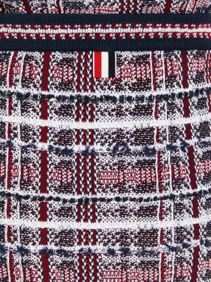 Thom Browne Multicolor Hairline Madras Check Jacquard Stripe Inlay Aline Knee Length Skirt Rwbwht Women Skirts