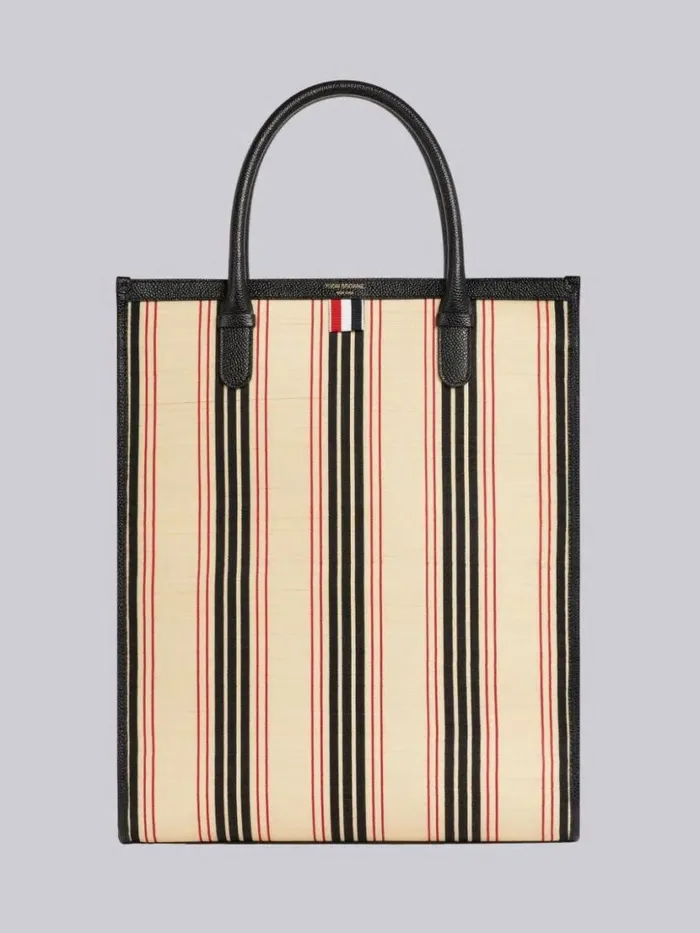 Thom Browne Multicolor Horse Hair Leather Detail Vertical Tote Rwbwht WomenMen Handbags and Totes Thom Browne Multicolor Horse Hair Leather Detail Vertical Tote Rwbwht WomenMen Handbags and Totes