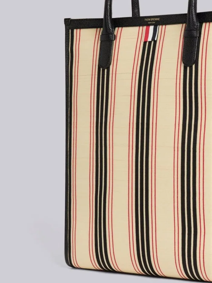 Thom Browne Multicolor Horse Hair Leather Detail Vertical Tote Rwbwht WomenMen Handbags and Totes