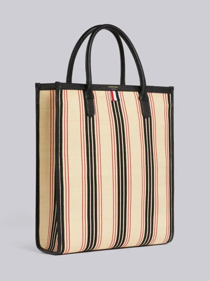 Thom Browne Multicolor Horse Hair Leather Detail Vertical Tote Rwbwht WomenMen Handbags and Totes