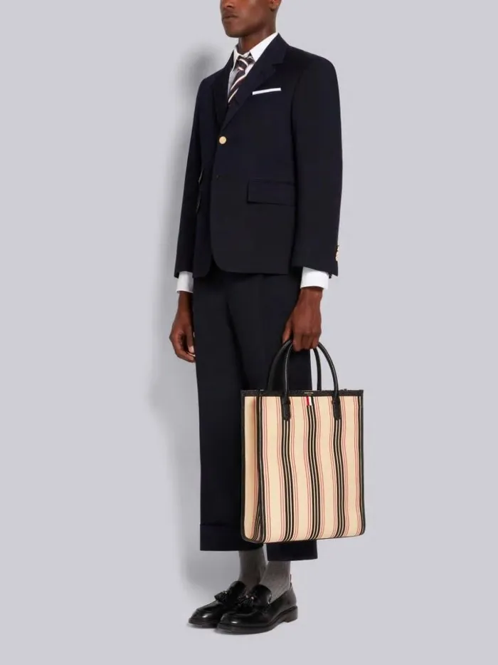 Thom Browne Multicolor Horse Hair Leather Detail Vertical Tote Rwbwht WomenMen Handbags and Totes