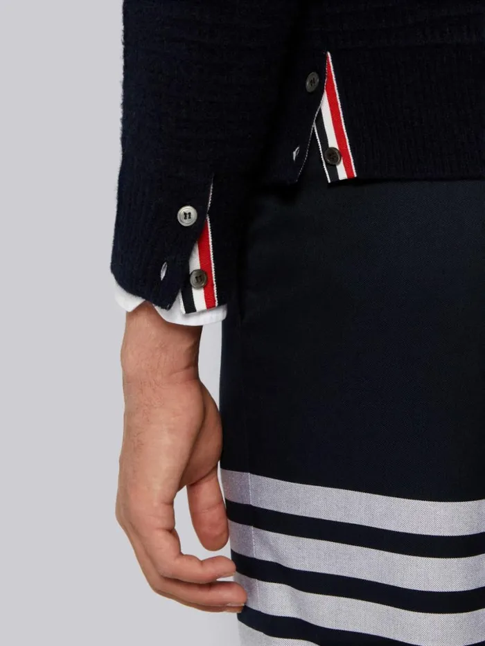 Thom Browne Overwashed Cashmere 4bar Zip Up Hoodie Navy Men Sweats