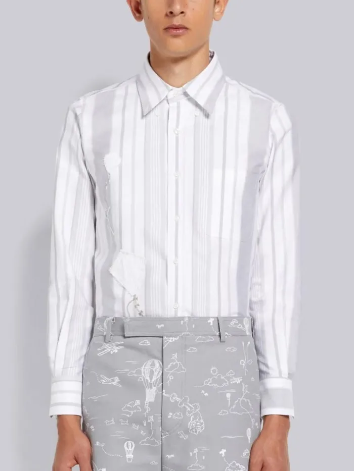 Thom Browne Patchwork Mr Thom And Kite Straight Fit Shirt Medium Grey Men Shirting