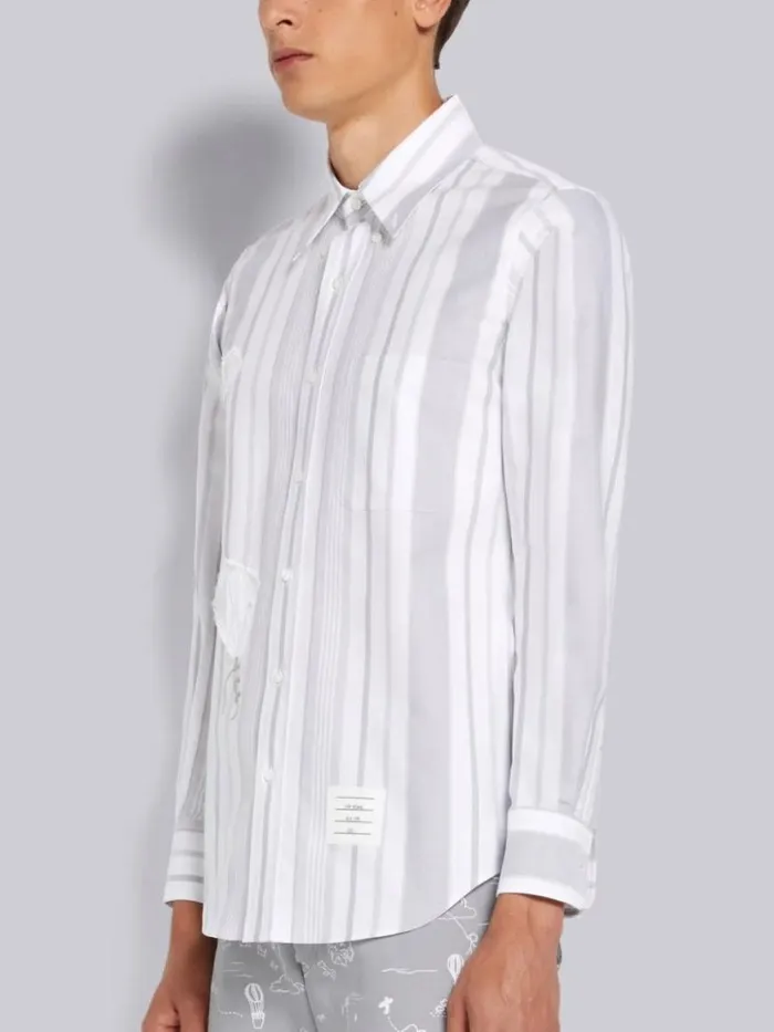 Thom Browne Patchwork Mr Thom And Kite Straight Fit Shirt Medium Grey Men Shirting