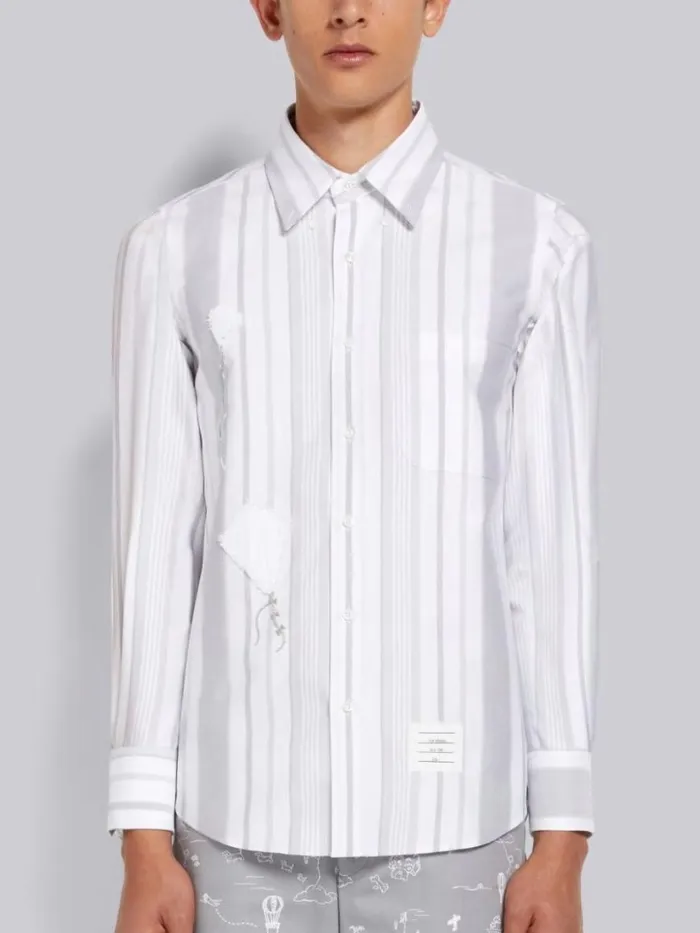 Thom Browne Patchwork Mr Thom And Kite Straight Fit Shirt Medium Grey Men Shirting