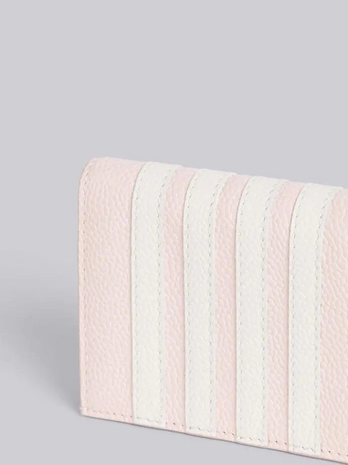 Thom Browne Pebble Grain Leather 4bar Double Card Holder Light Pink Women Purses and Wallets