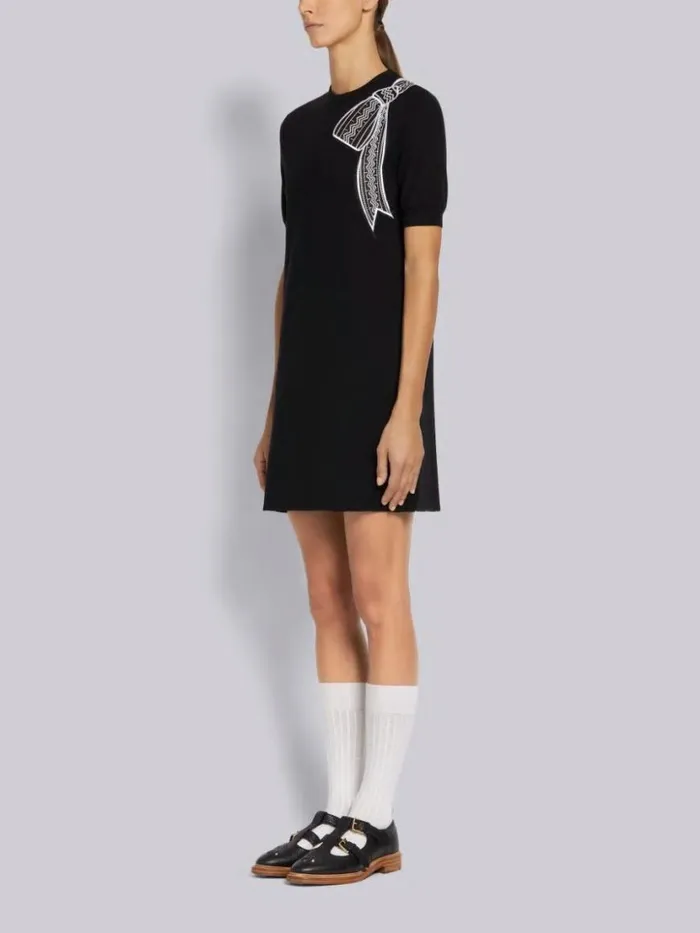Thom Browne Pebbled Calfskin 2strap Tbar Thom John Black Women Brogues and Loafers