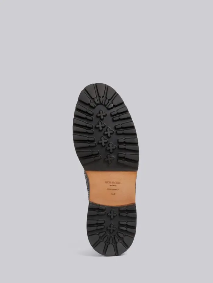 Thom Browne Pebbled Calfskin Hiking Sole Longwing Brogue Black Men Brogues and Loafers
