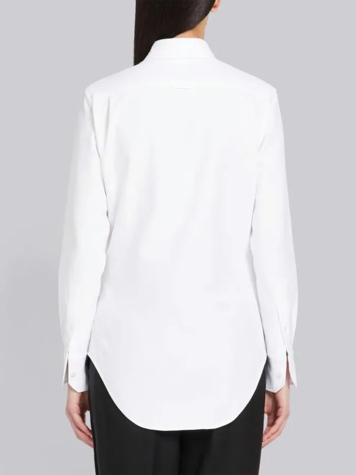 Thom Browne Pique Trompe L039oeil Bow Tie Button Down Shirt White Women Tops and Shirts