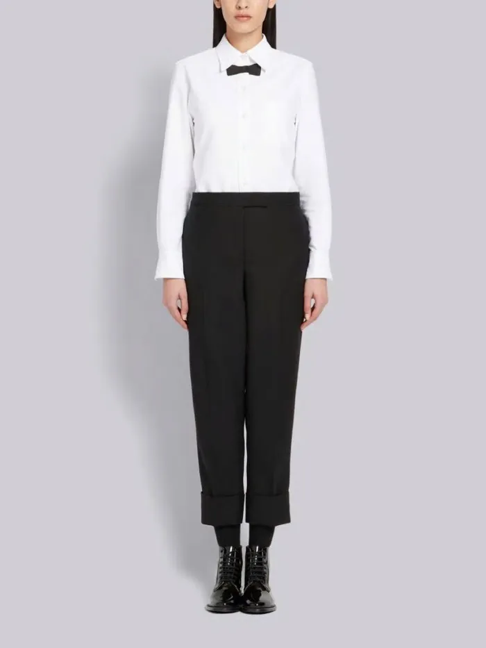 Thom Browne Pique Trompe L039oeil Bow Tie Button Down Shirt White Women Tops and Shirts