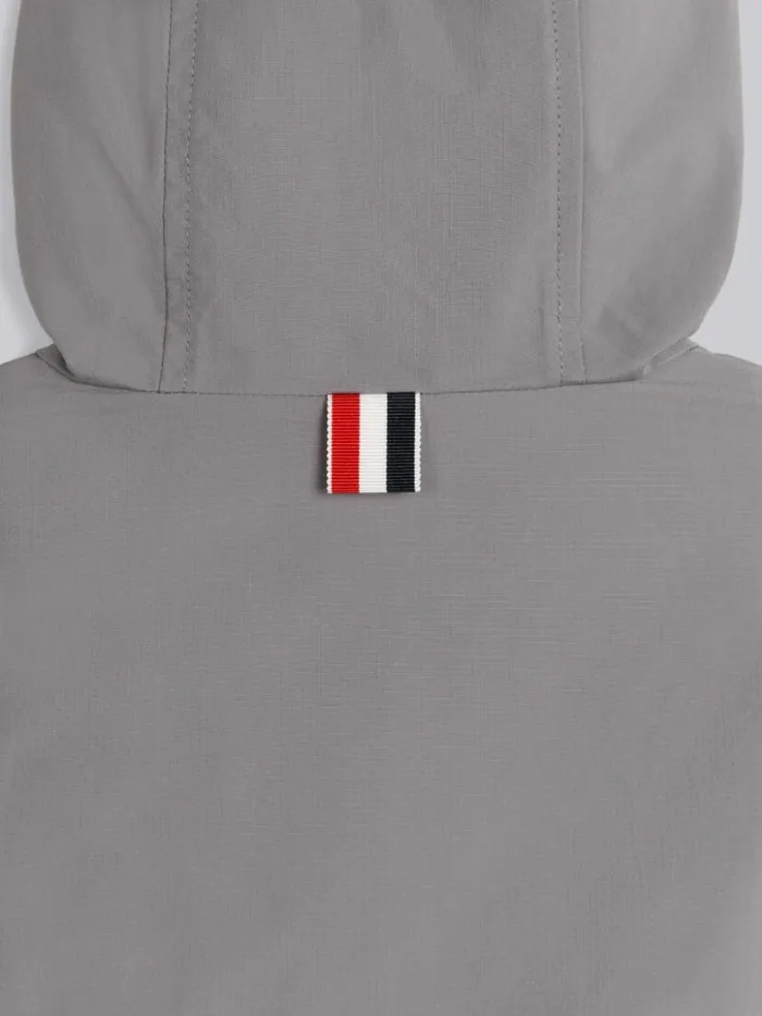 Thom Browne Ripstop 4bar Hooded Rain Jacket Medium Grey GirlsBoys Jackets And Outerwear