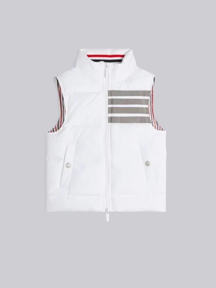 Thom Browne Ripstop Down Filled 4bar Vest White GirlsBoys Jackets And Outerwear