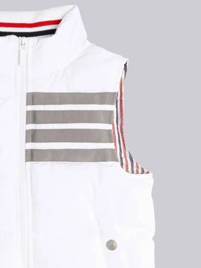 Thom Browne Ripstop Down Filled 4bar Vest White GirlsBoys Jackets And Outerwear