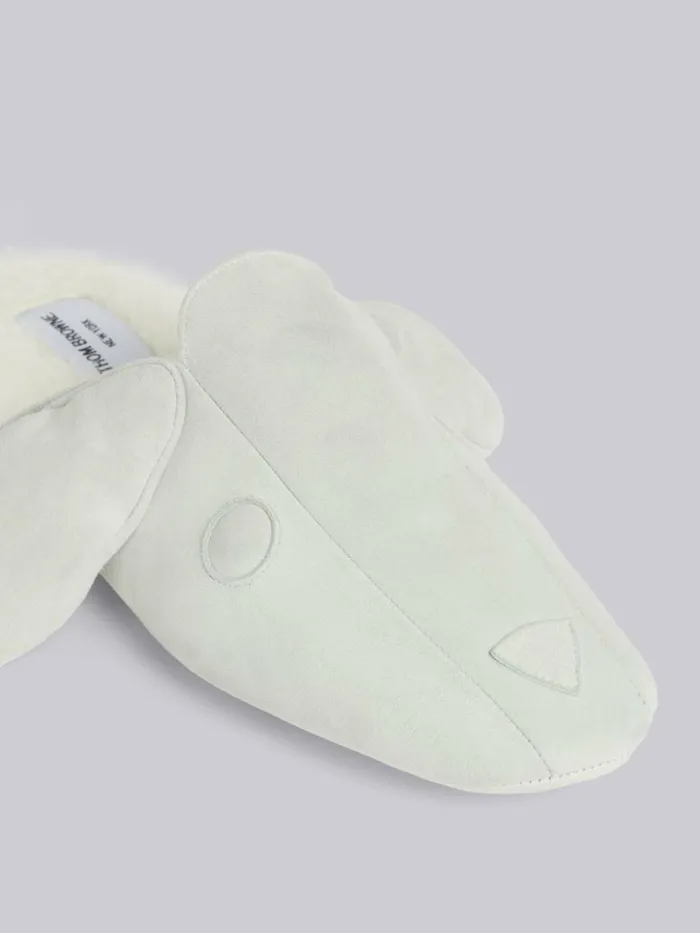 Thom Browne Shearling And Suede Hector Slipper White Men Slippers and Sandals