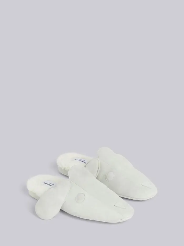 Thom Browne Shearling And Suede Hector Slipper White Men Slippers and Sandals