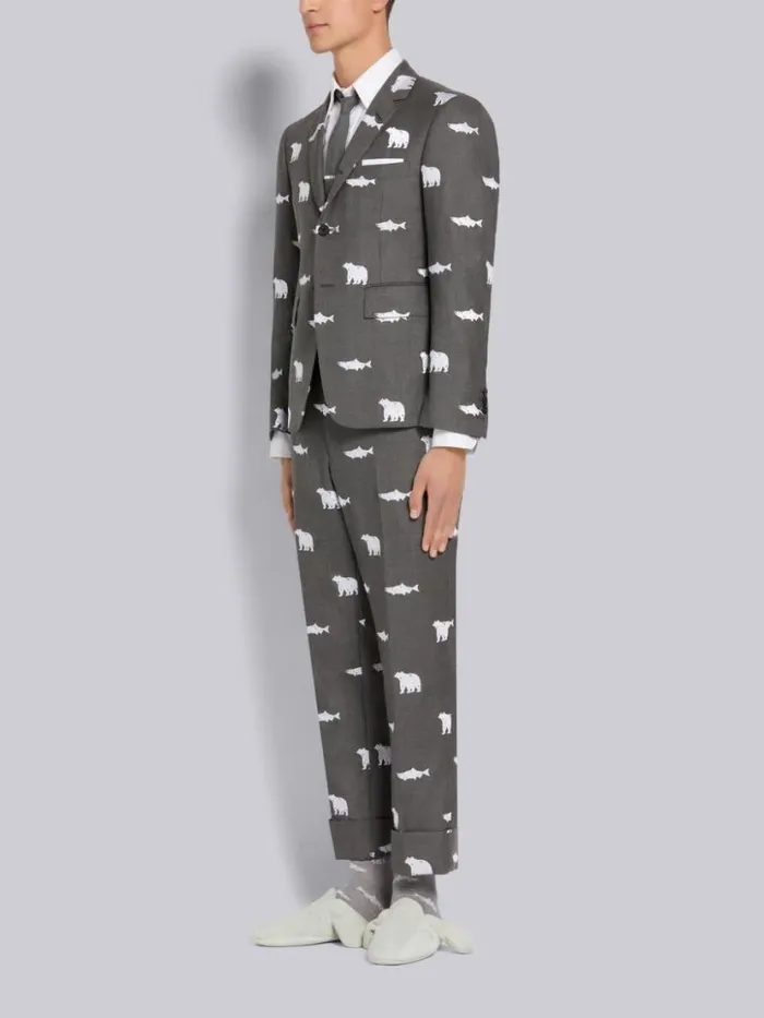 Thom Browne Shearling And Suede Hector Slipper White Men Slippers and Sandals