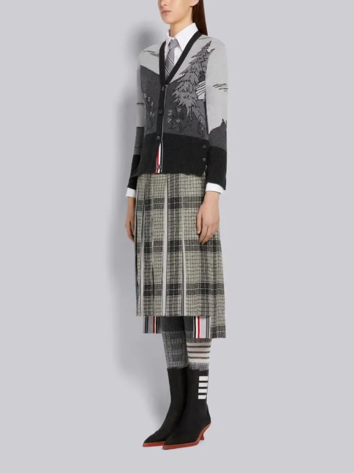 Thom Browne Suede Brogued Wingtip 4bar 50mm Curved Heel Chelsea Boot Black Women Heels