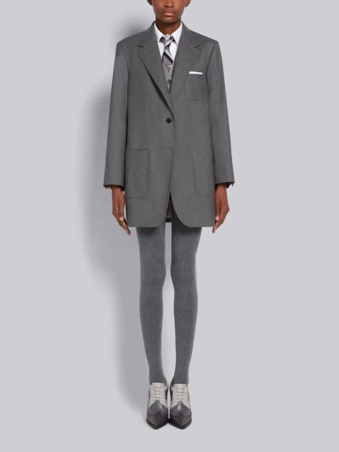 Thom Browne Super 120039s Twill Oversized Sack Sport Coat Medium Grey Women Jackets