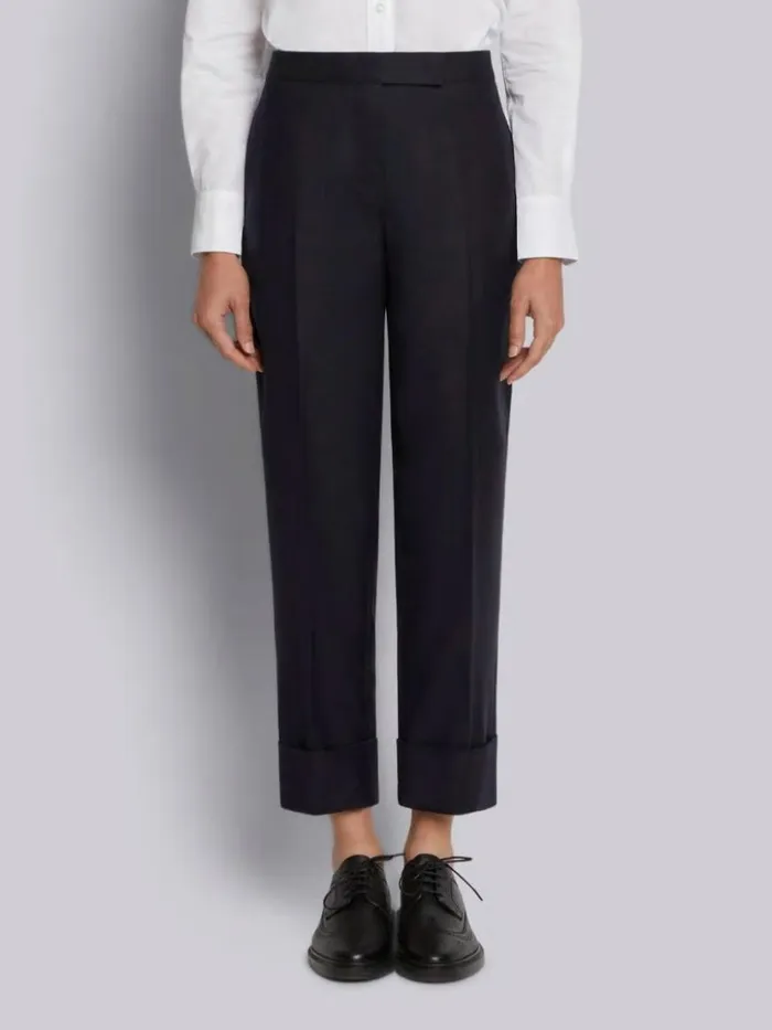 Thom Browne Super 120s Twill Classic Backstrap Trouser Navy Women Trousers