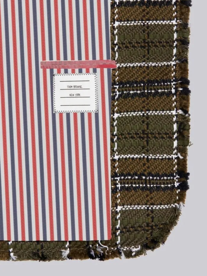 Thom Browne Tartan Check Tweed Frayed Sack Jacket Dark Green Women Jackets