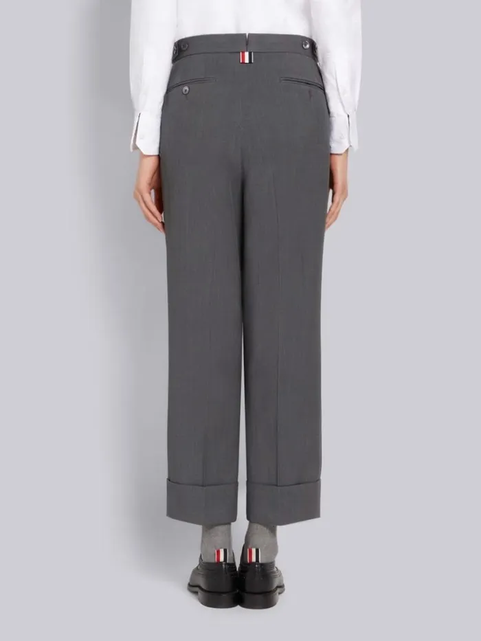 Thom Browne Wool Pique Suiting Side Tab Low Rise Straight Trouser Medium Grey Women Trousers
