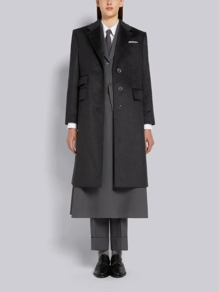 Thom Browne Wool Pique Suiting Side Tab Low Rise Straight Trouser Medium Grey Women Trousers