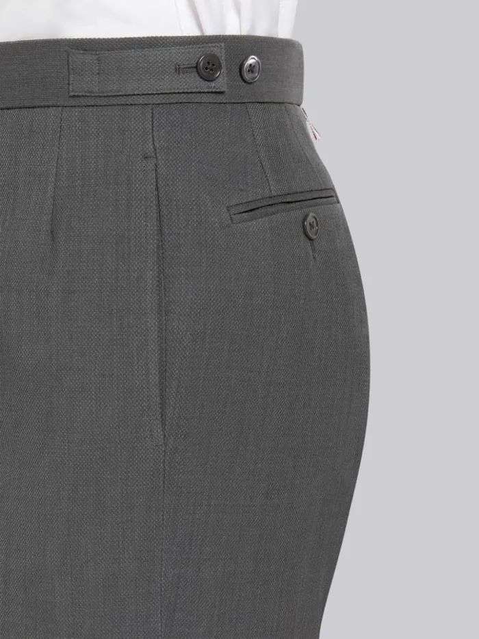 Thom Browne Wool Pique Suiting Side Tab Low Rise Straight Trouser Medium Grey Women Trousers