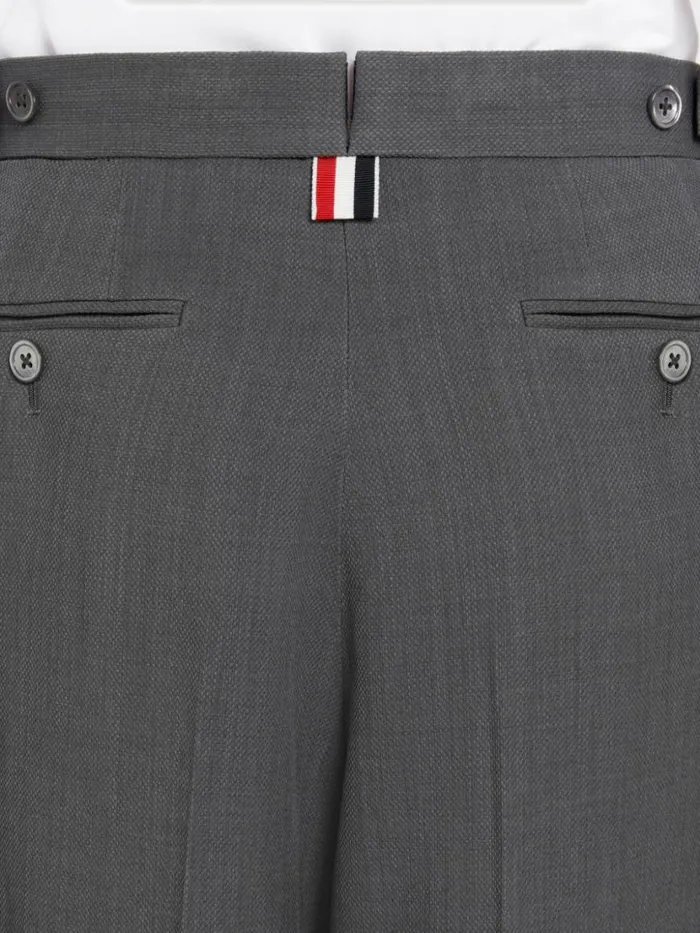 Thom Browne Wool Pique Suiting Side Tab Low Rise Straight Trouser Medium Grey Women Trousers
